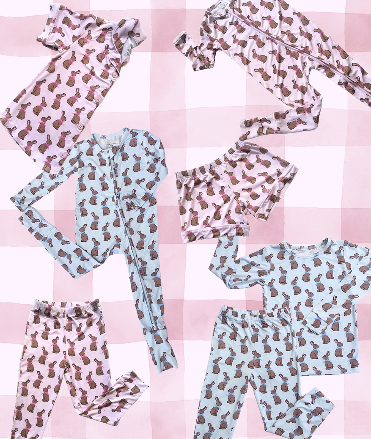 Pink Chocolate Bunny Zipper Onesie