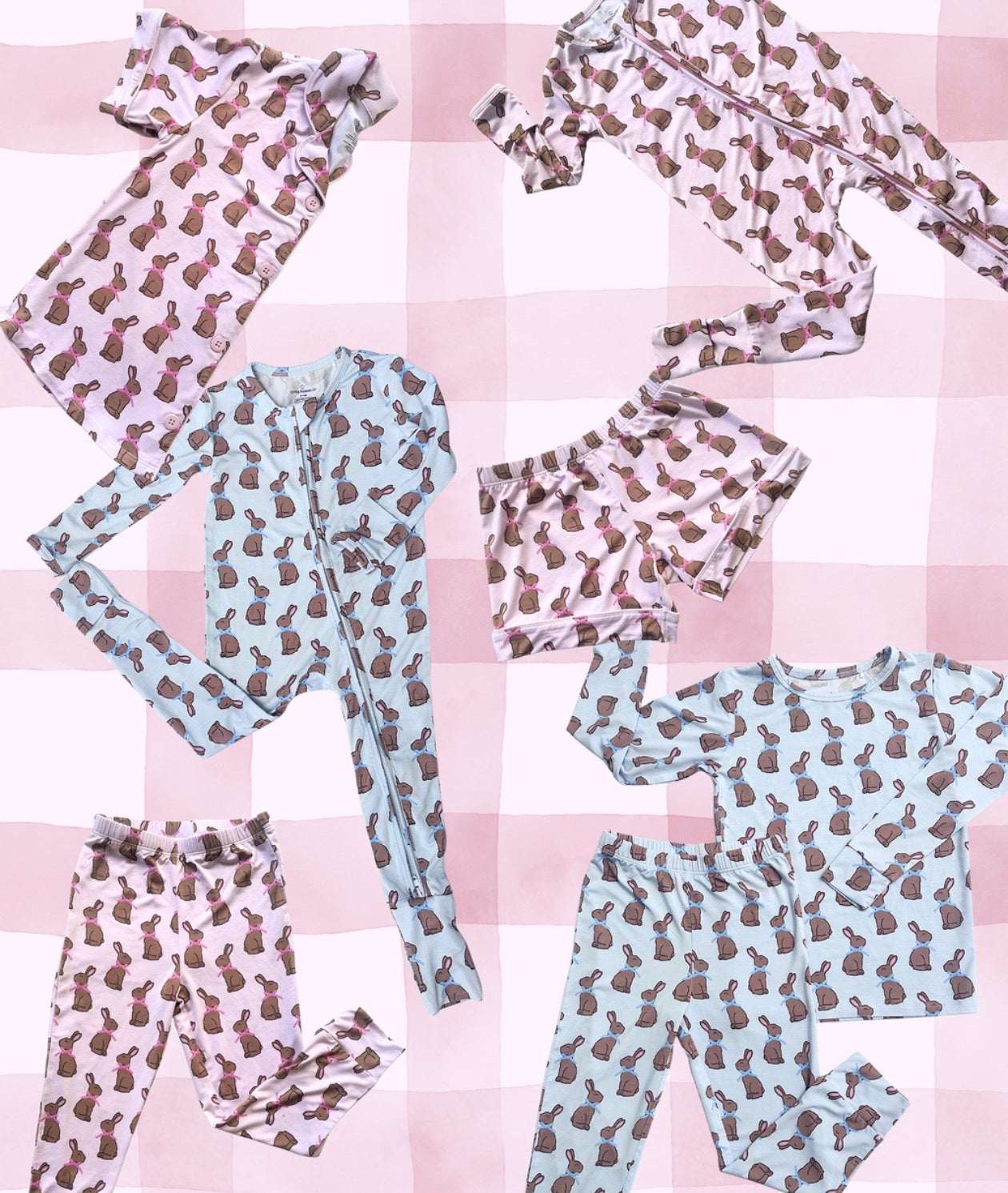 Pink Chocolate Bunny Zipper Onesie