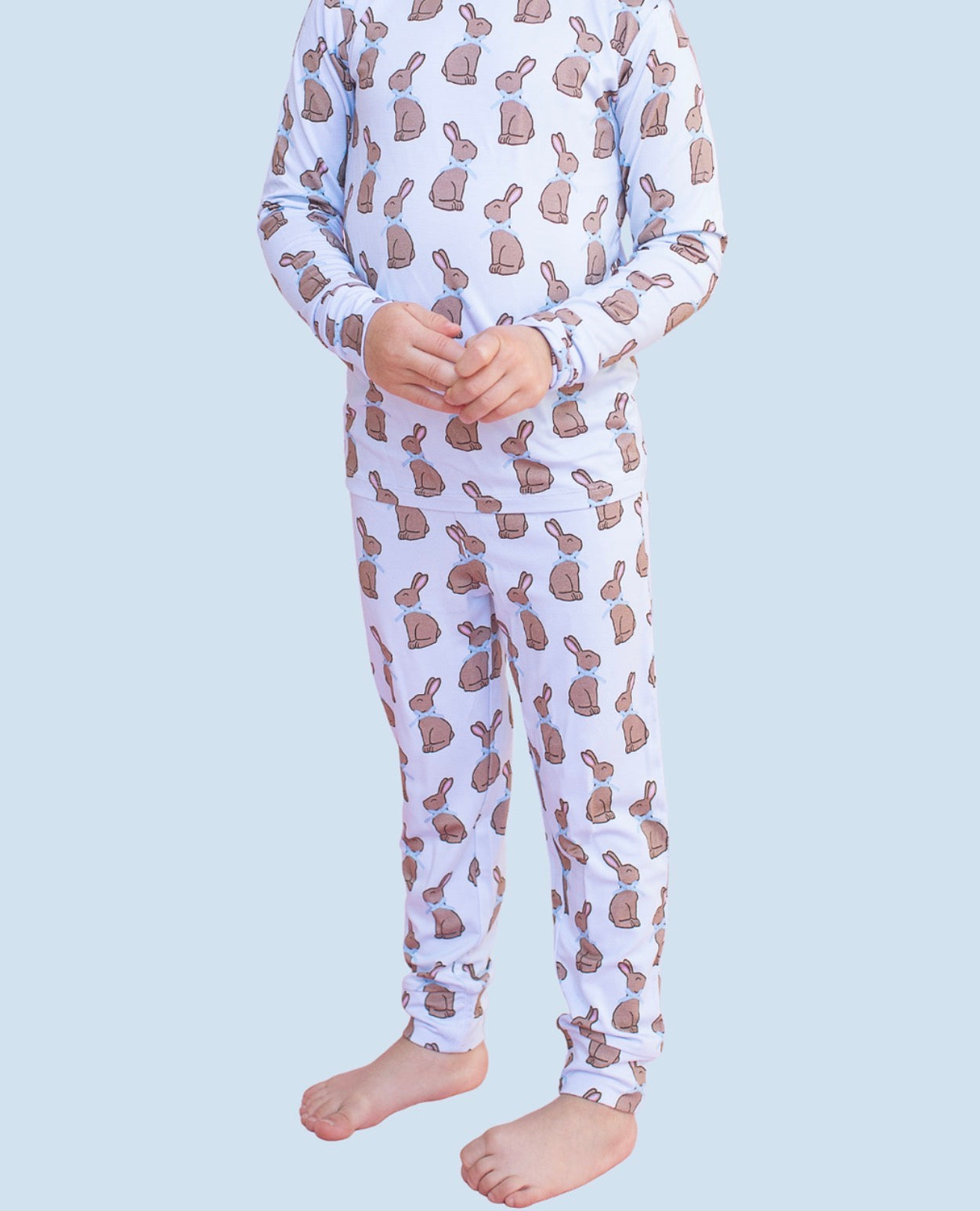 Blue Chocolate Bunny Two Piece Pajama Set