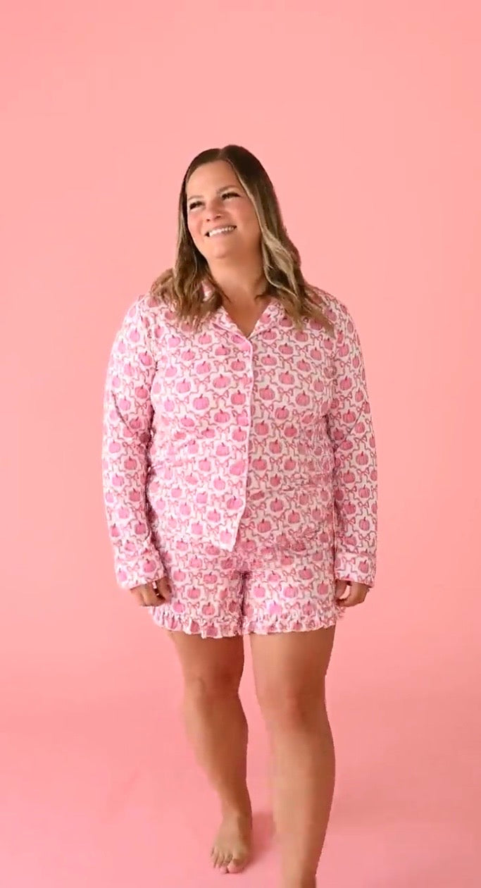 Pumpkin Bows Women's Short Set