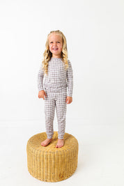 Neutral Gingham Two Piece Pajama Set