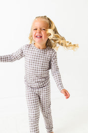 Neutral Gingham Two Piece Pajama Set
