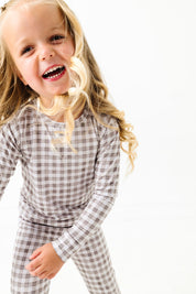 Neutral Gingham Two Piece Pajama Set