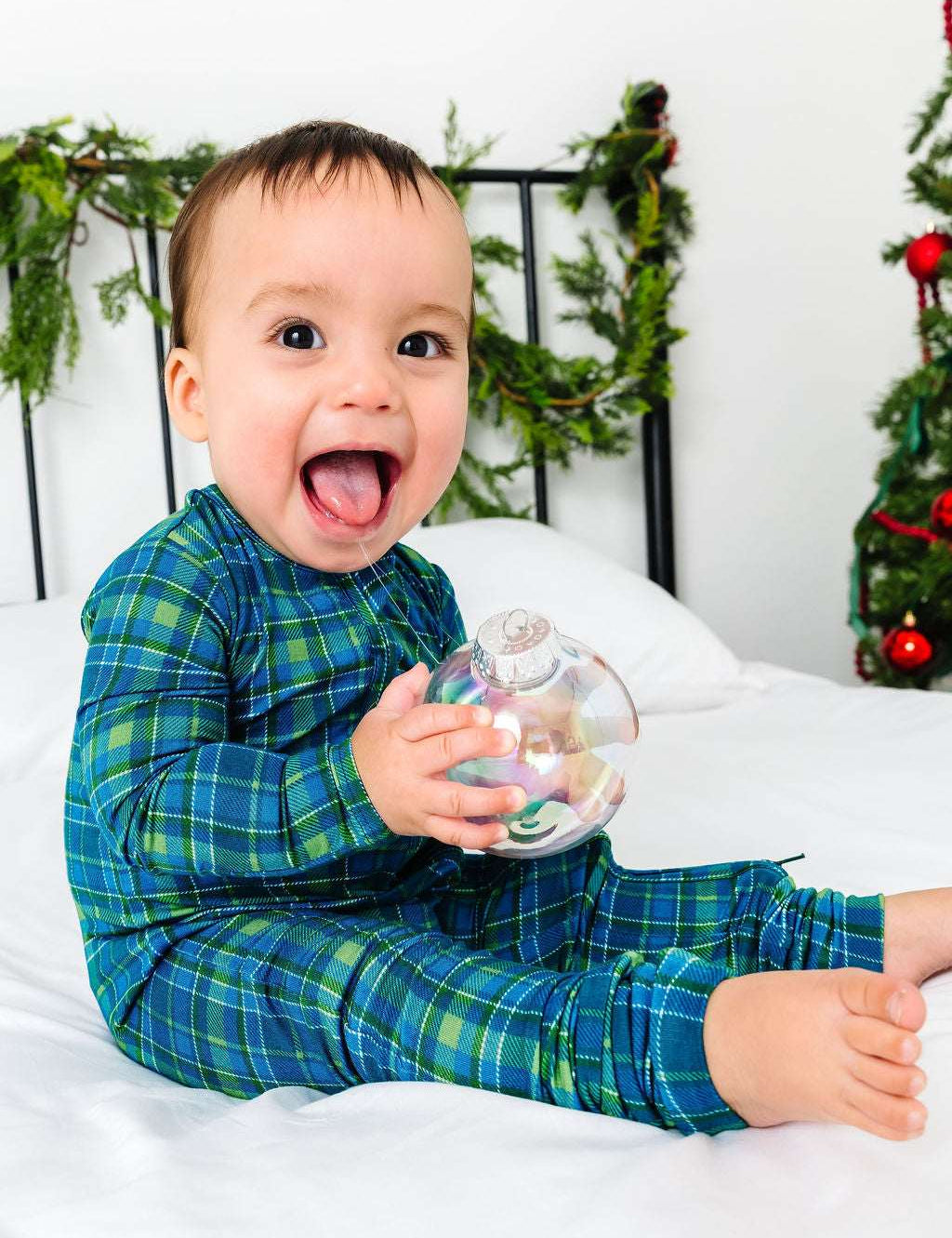 Evergreen Plaid Zipper Onesie