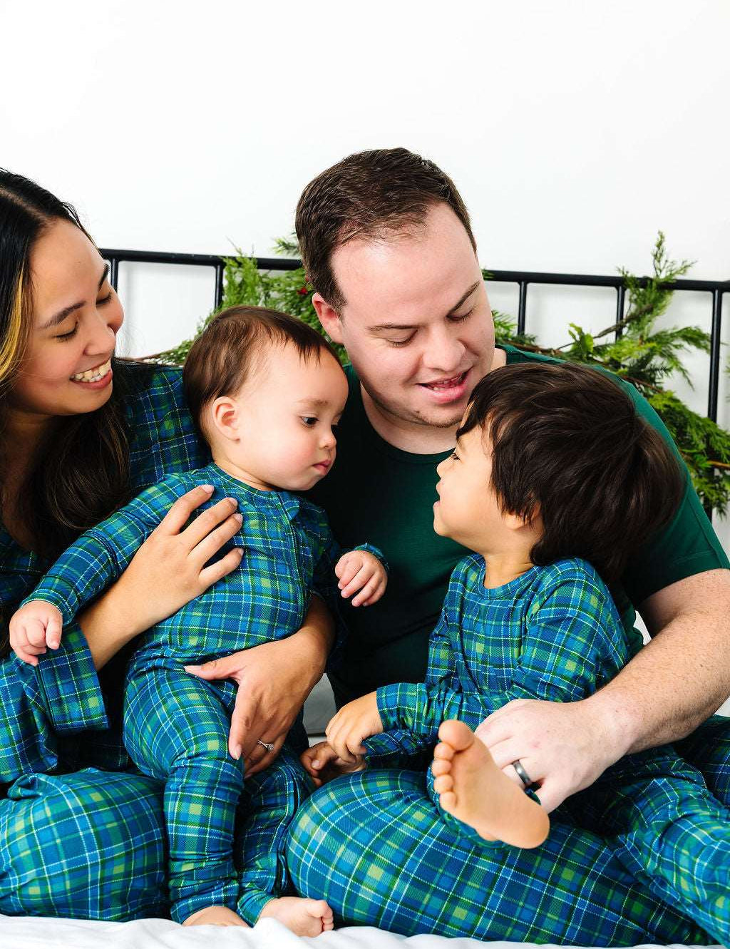 Evergreen Plaid Zipper Onesie