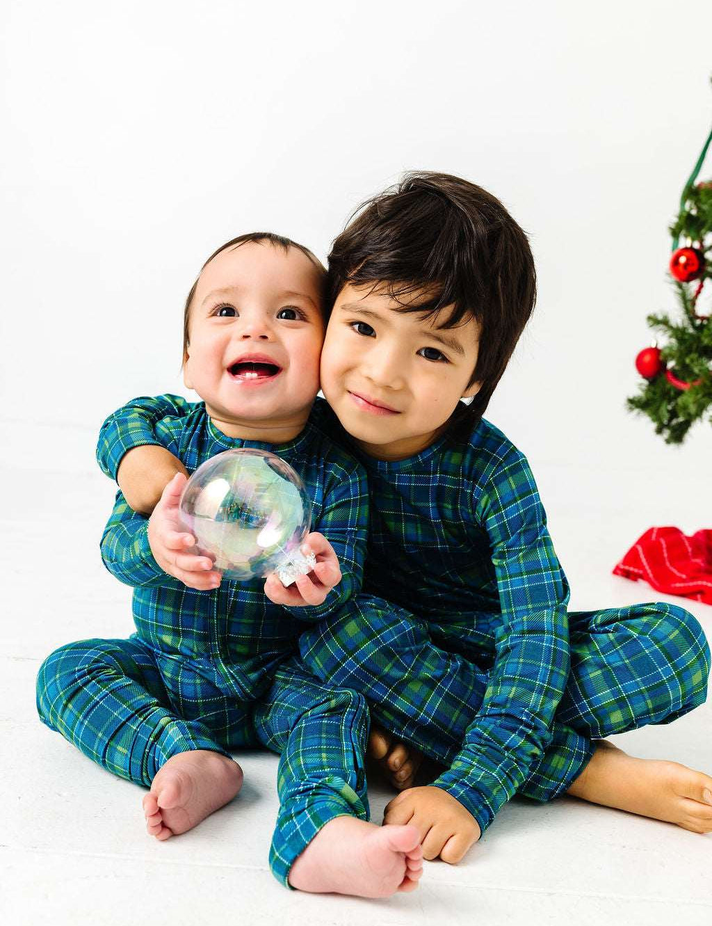Evergreen Plaid Zipper Onesie