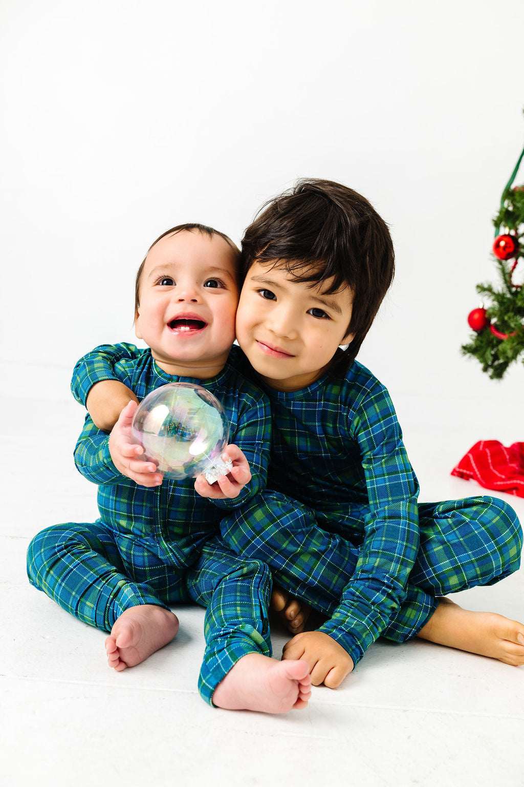 Evergreen Plaid Zipper Onesie