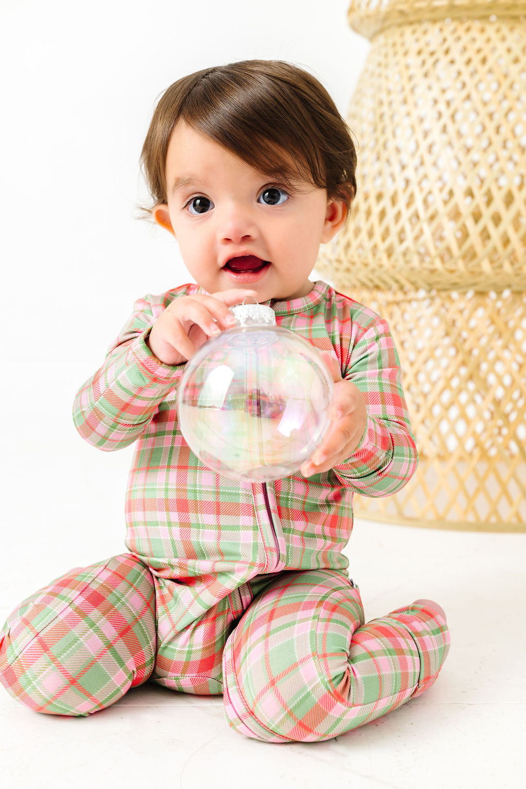 Sugarplum Plaid Zipper Onesie