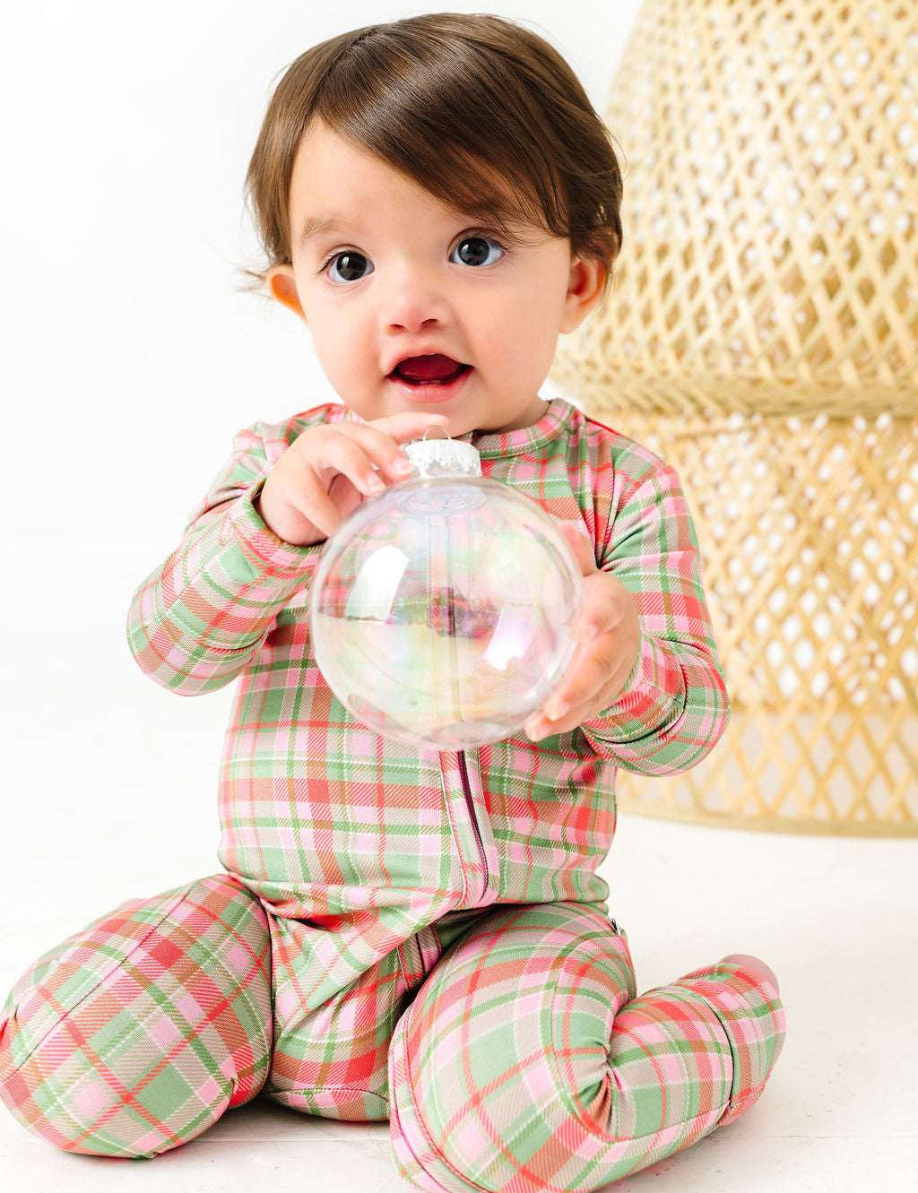 Sugarplum Plaid Zipper Onesie