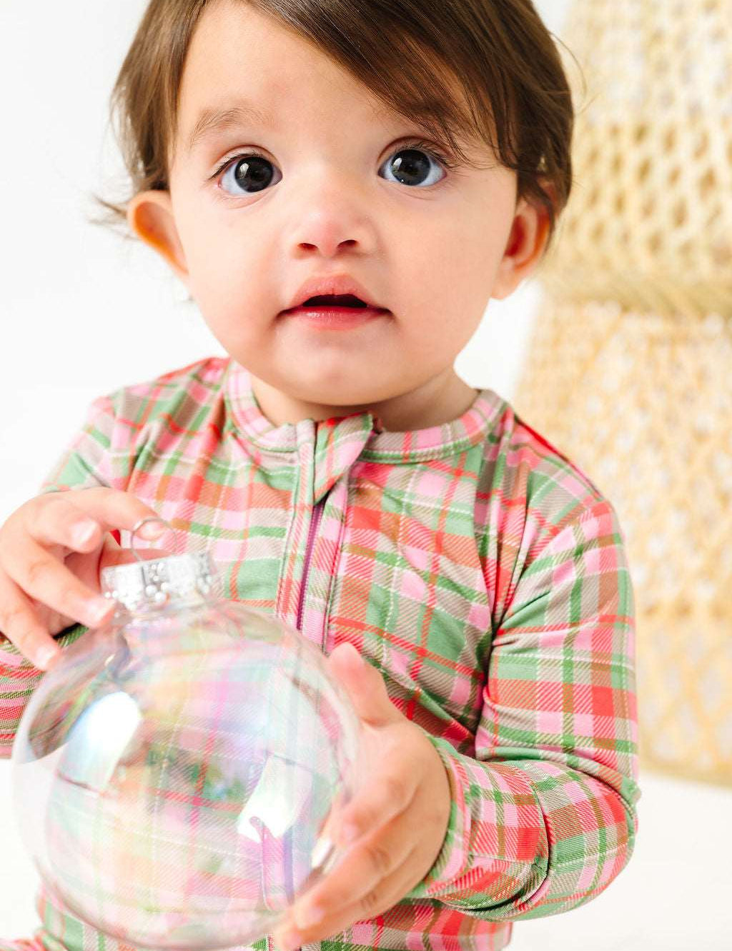 Sugarplum Plaid Zipper Onesie