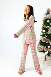 Sugarplum Plaid Girls Lounge Flare Set