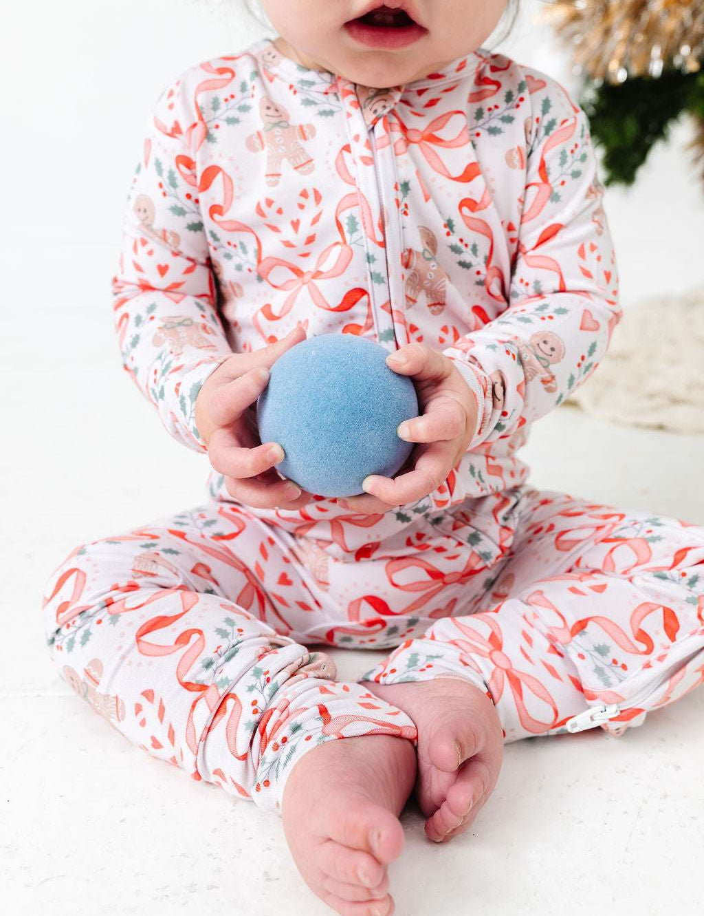 Gingerbread and Bows Zipper Onesie