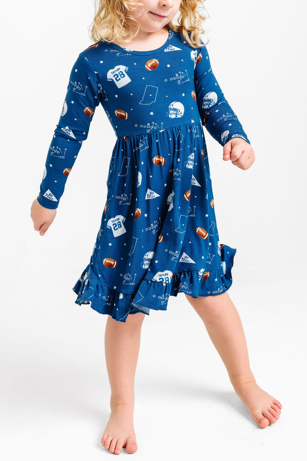 LPC X Jonathan Taylor Blue Ruffle Twirl Dress- PREORDER Ships in December