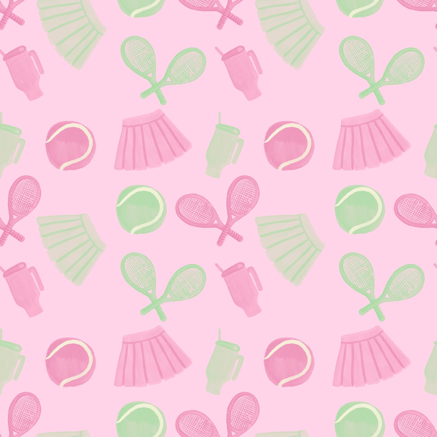 Pink and Green Tennis Girls Button Down Gown