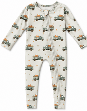 Harvest Pumpkins + Harvest Trucks Zipper Onesie