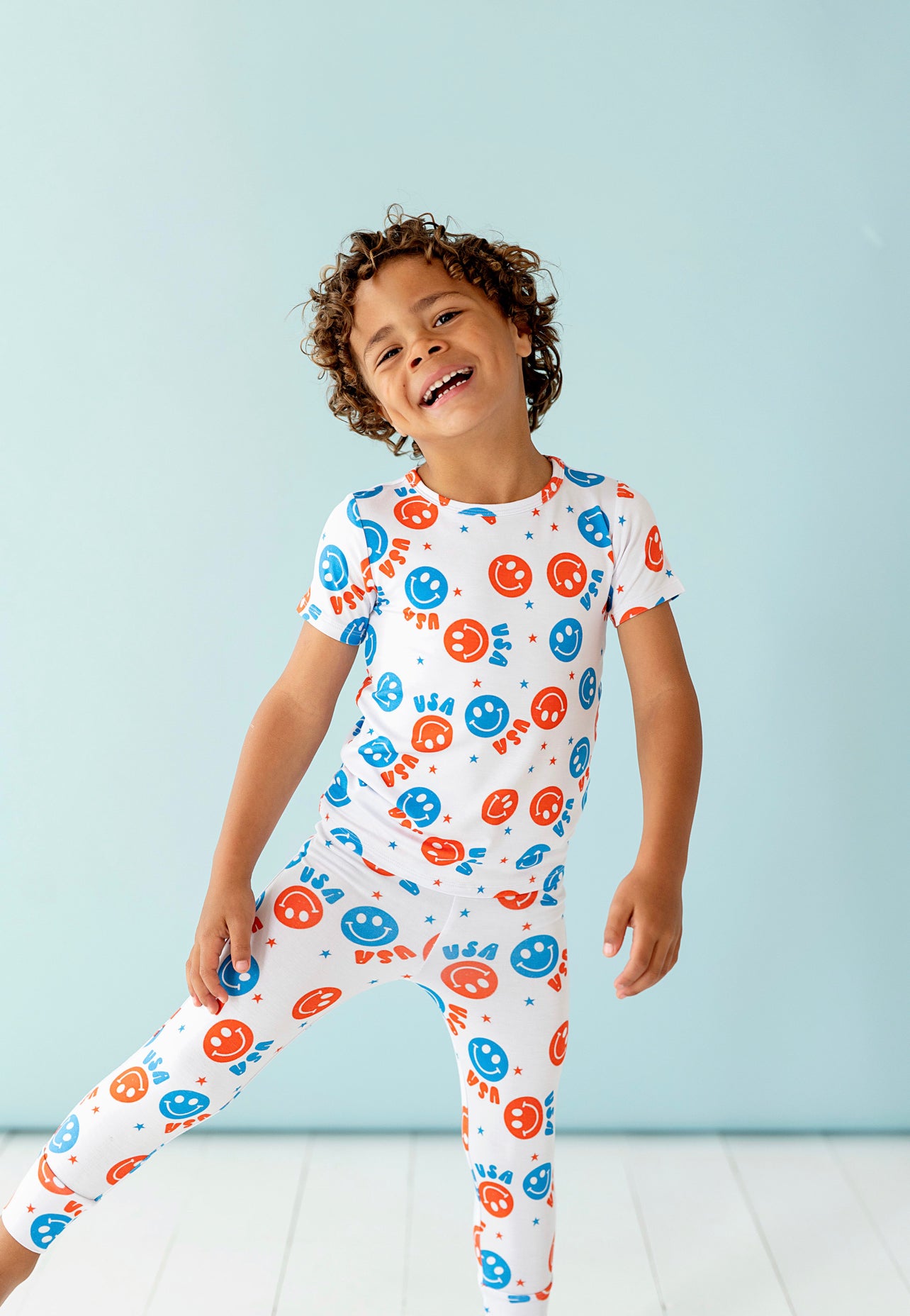 USA Happy Face Two Piece Pajama Set