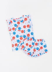 USA Happy Face Ruffle Short Set