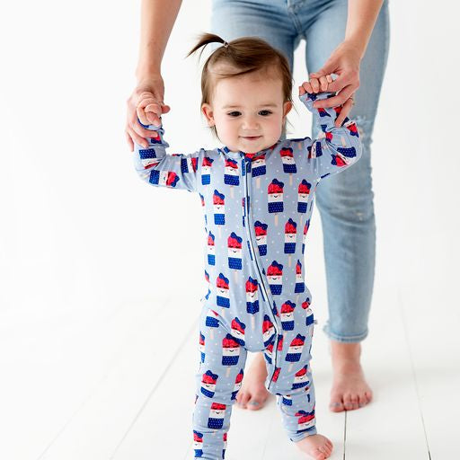 Patriotic Bow Popsicle Zipper Onesie