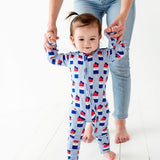 Patriotic Bow Popsicle Zipper Onesie