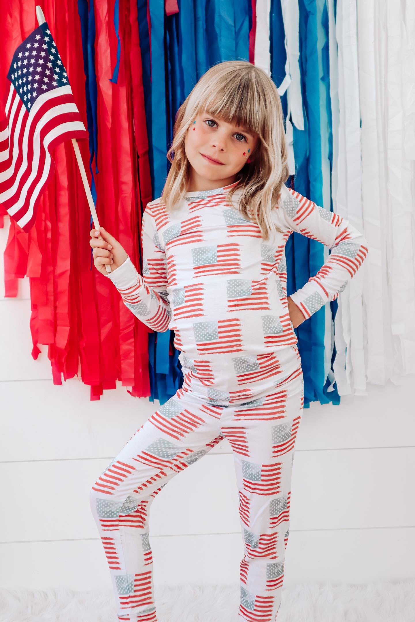 American Flag Two Piece Pajama Set
