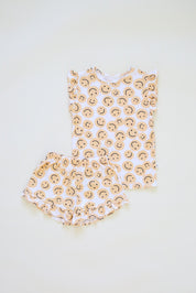Happy Face Ruffle Short Set