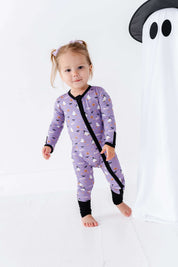 Happy Spooky Purple Zipper Onesie
