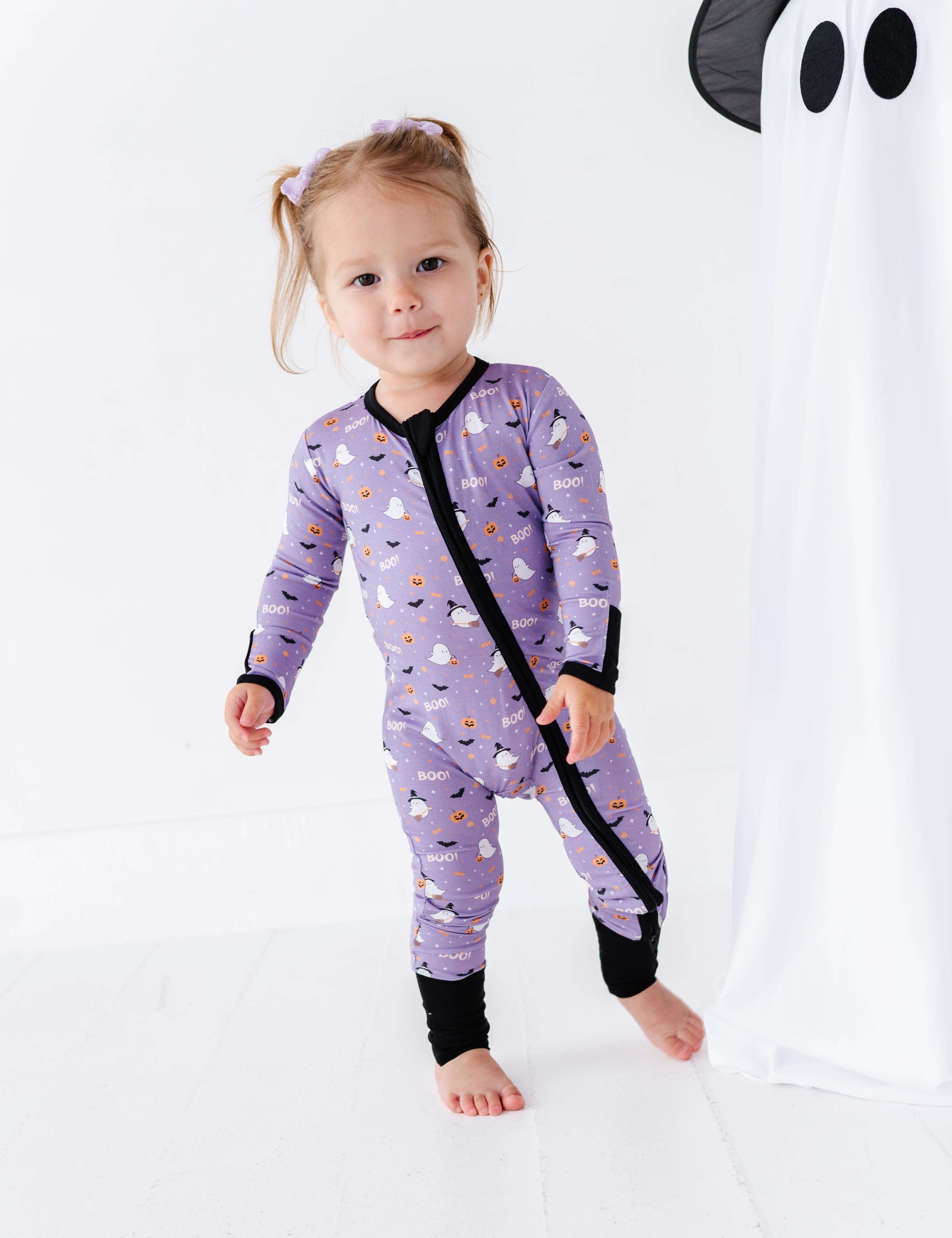 Happy Spooky Purple Zipper Onesie