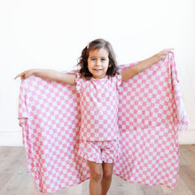 Load image into Gallery viewer, Pink Checker Ruffle Short Set
