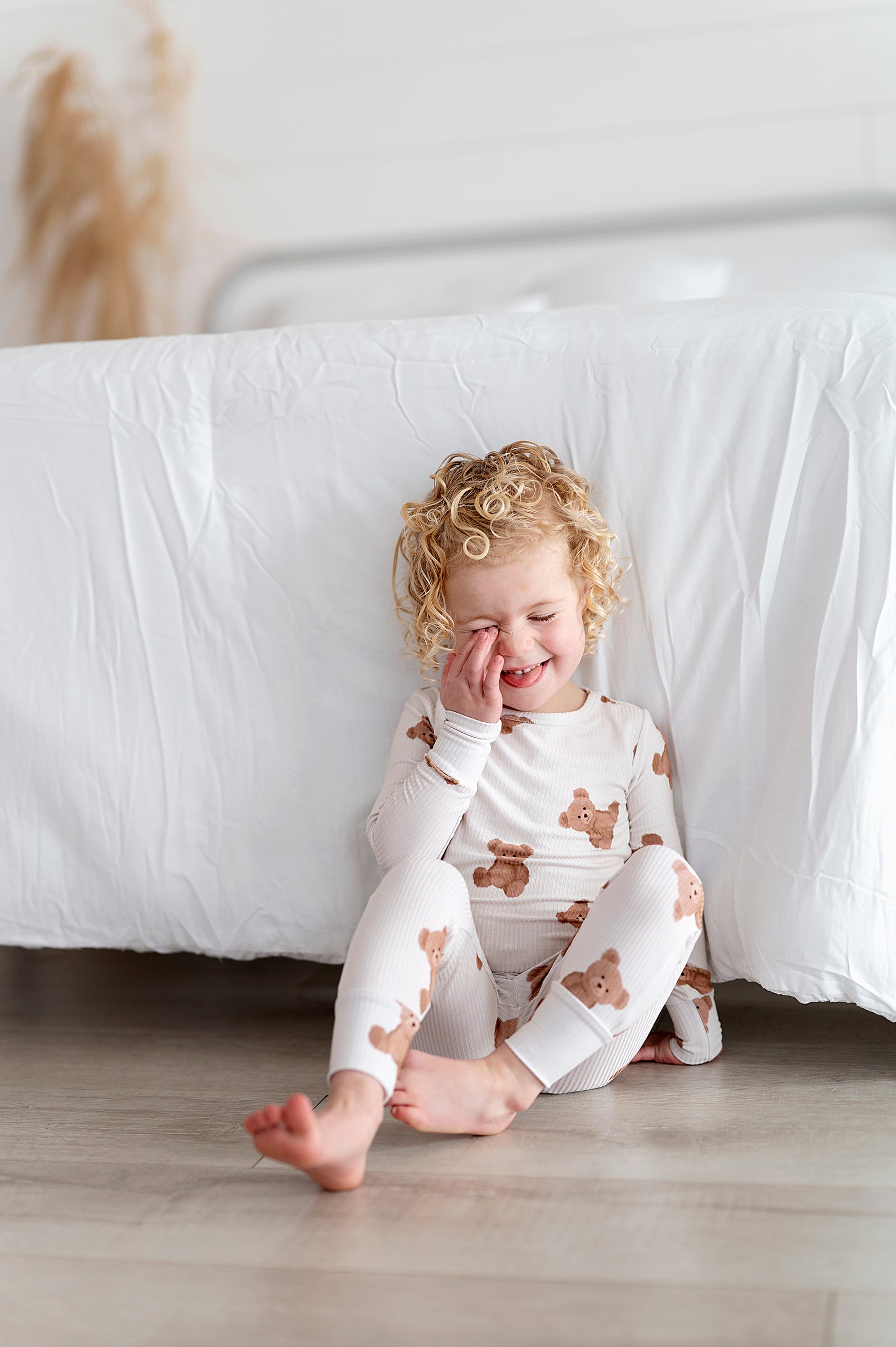 Ribbed Bear Two Piece Pajama Set