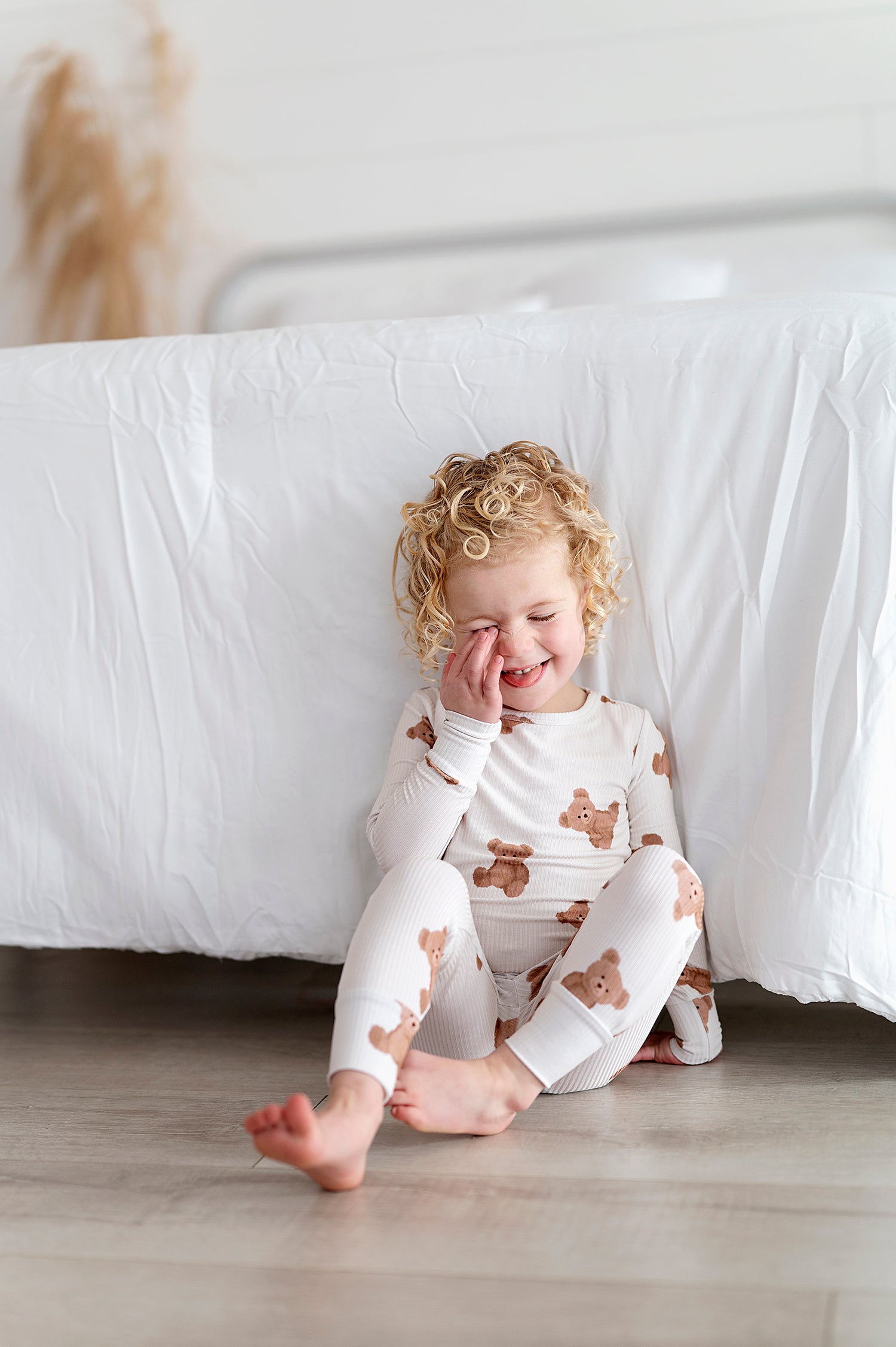 Ribbed Bear Two Piece Pajama Set