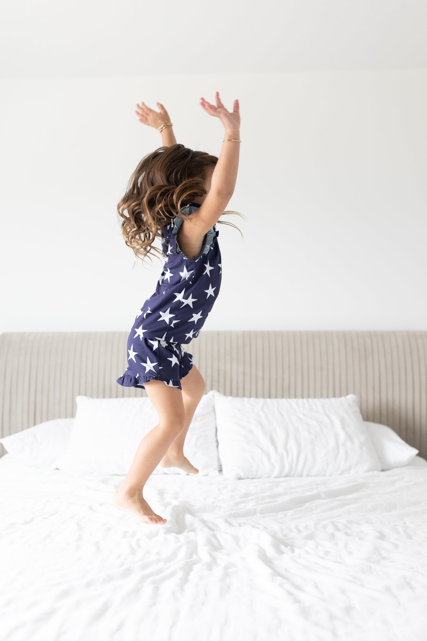 Navy Star Ruffle Short Set