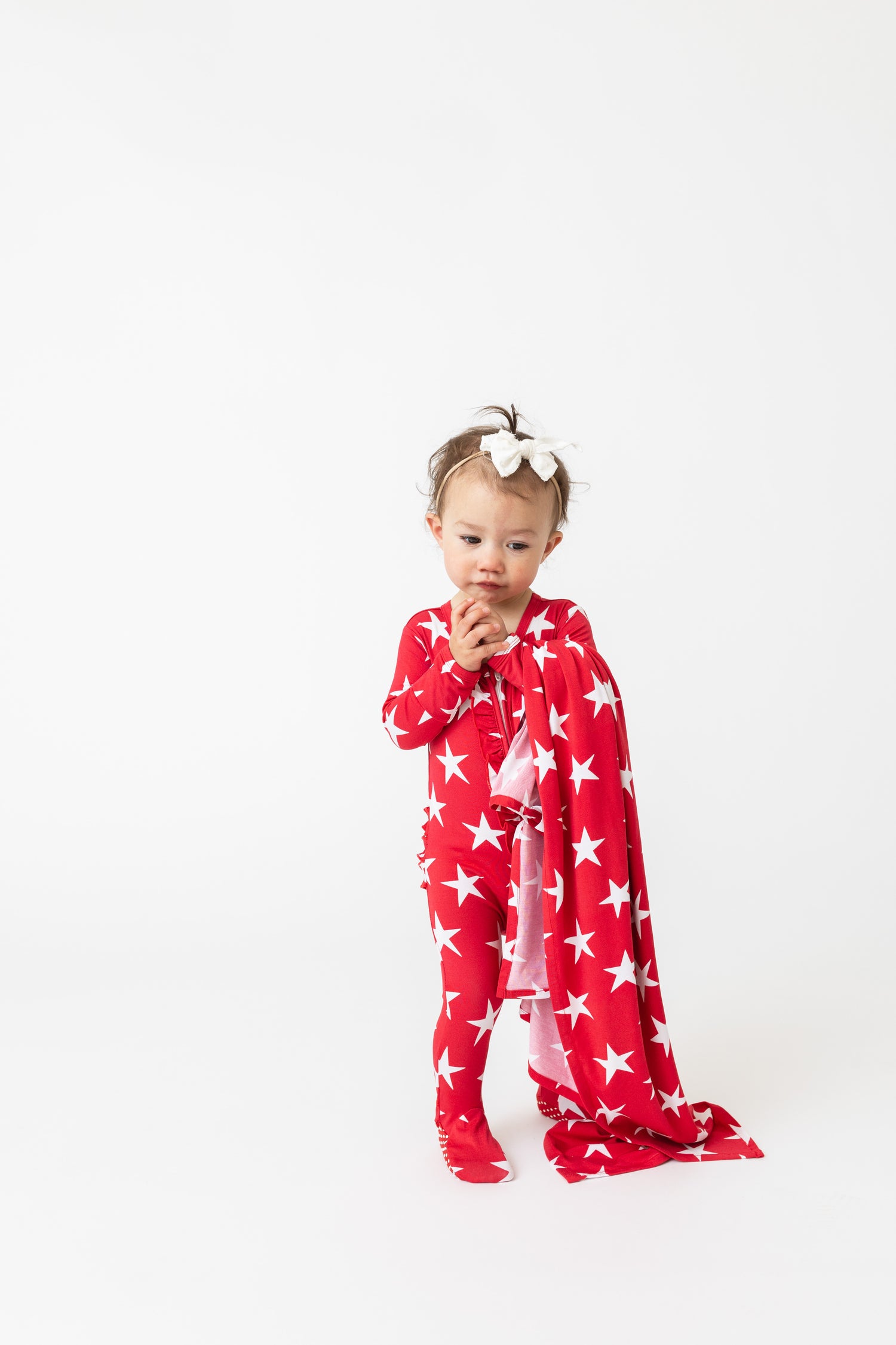 Red Star Ruffle Zipper Onesie