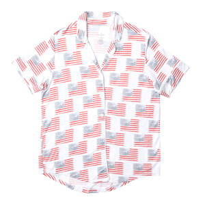 American Flag Women’s Button Down Short Set