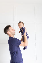 Load image into Gallery viewer, Navy Star Footed Onesie
