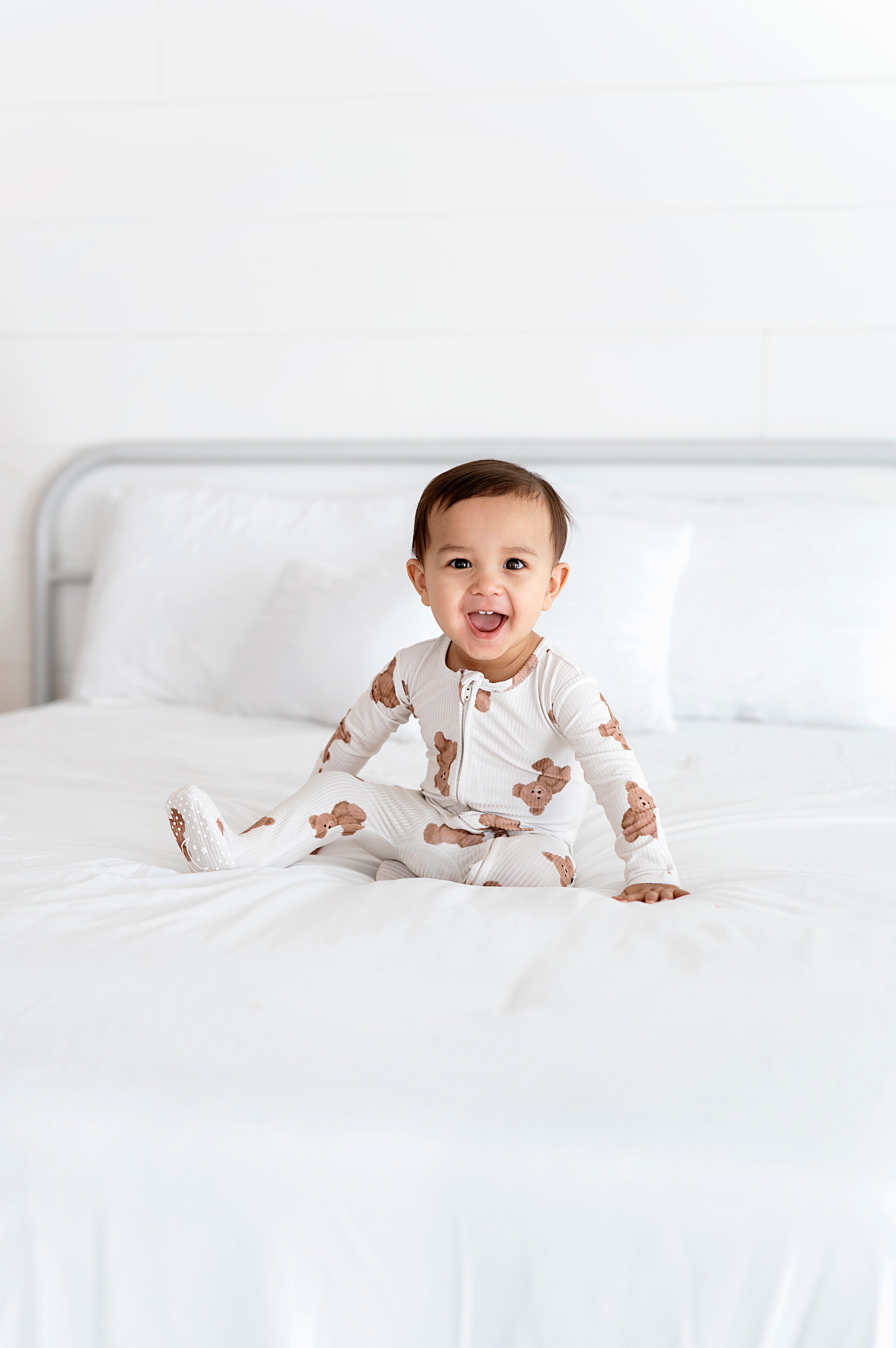 Ribbed Bear Zipper Onesie