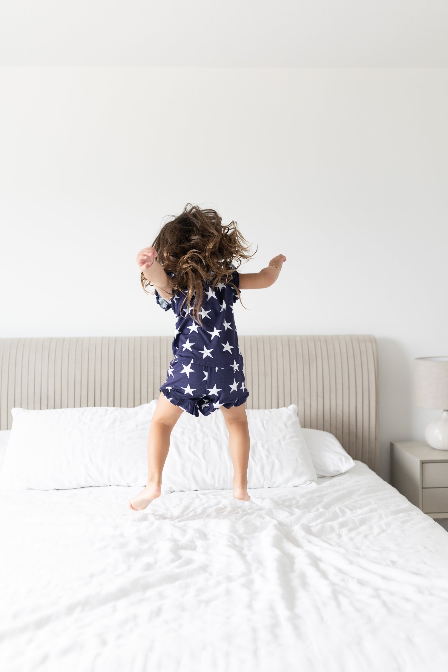 Navy Star Ruffle Short Set