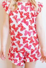 Load image into Gallery viewer, Red Bow Ruffle Short Set
