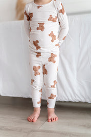 Ribbed Bear Two Piece Pajama Set