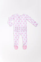 Load image into Gallery viewer, Pink Bow Ruffle Footed One Piece
