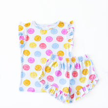 Load image into Gallery viewer, Colorful Happy Face Ruffle Short Set
