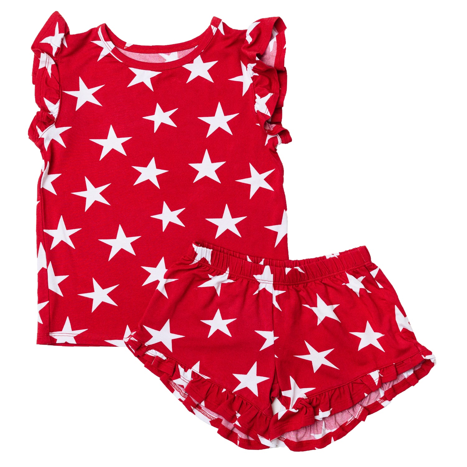 Red Star Ruffle Short Set
