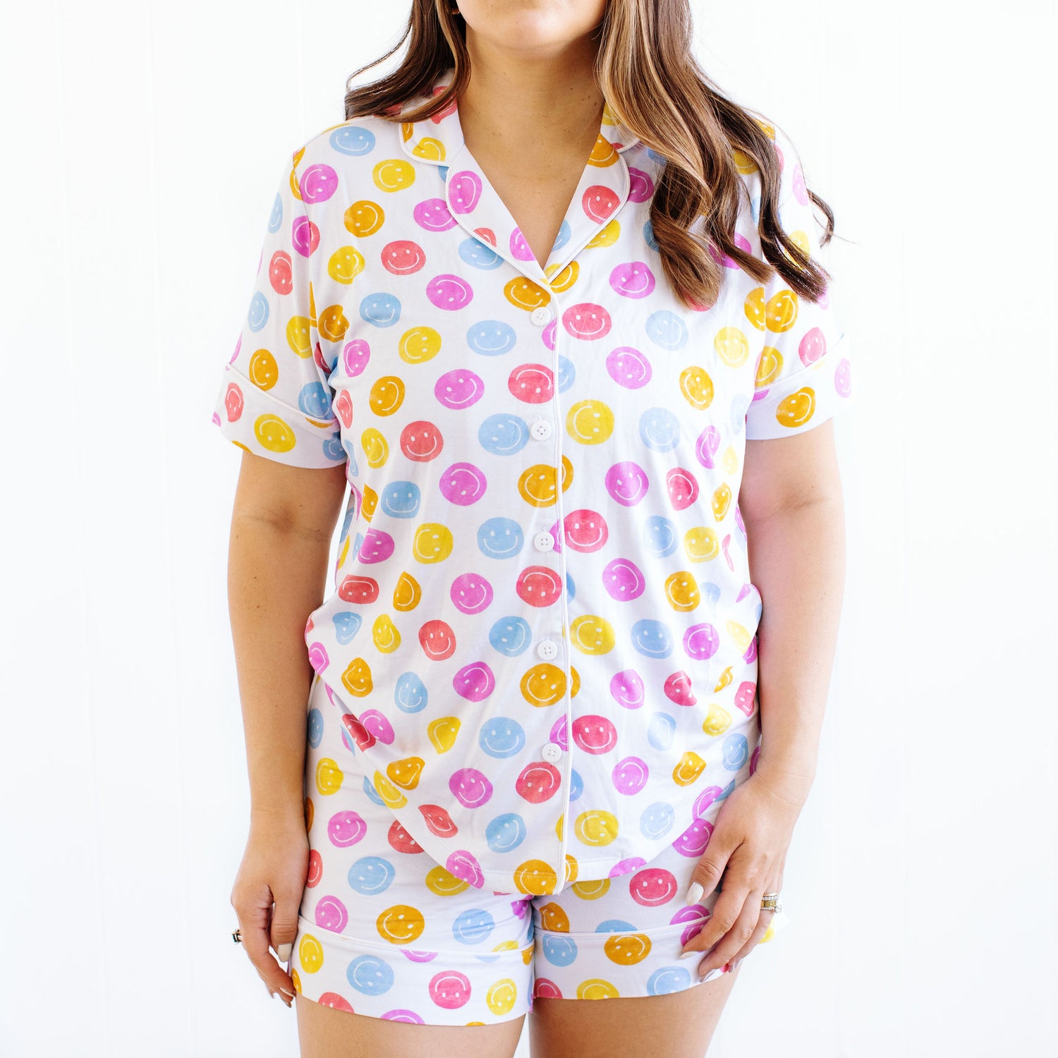 Colorful Happy Face Women’s Short Set