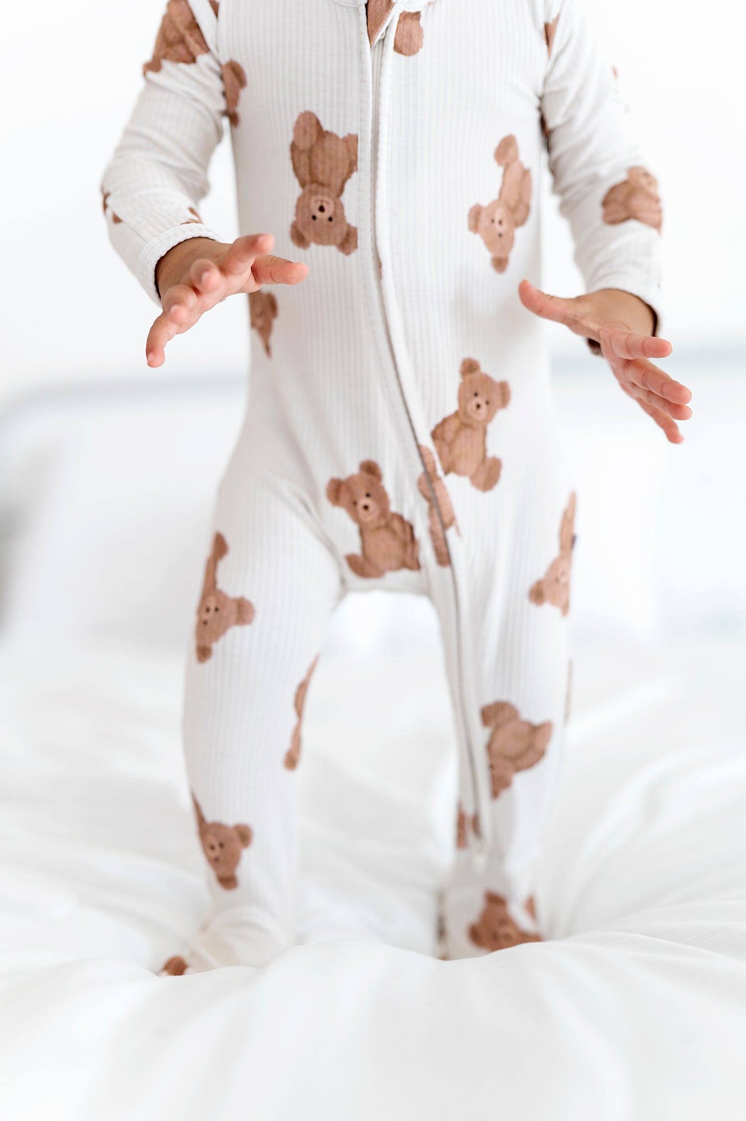 Ribbed Bear Zipper Onesie